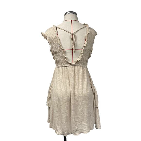 Pull & Bear Womens Size M Deep V Ribbed Ruffle Trim Top - Picture 4 of 5